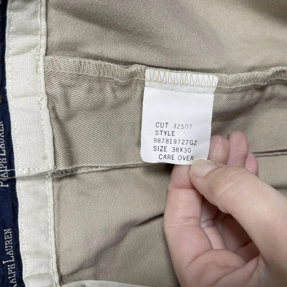 Polo Ralph Lauren Chino Pants Mens 35x29 Beige Polo Chino Cotton Classic Pleated